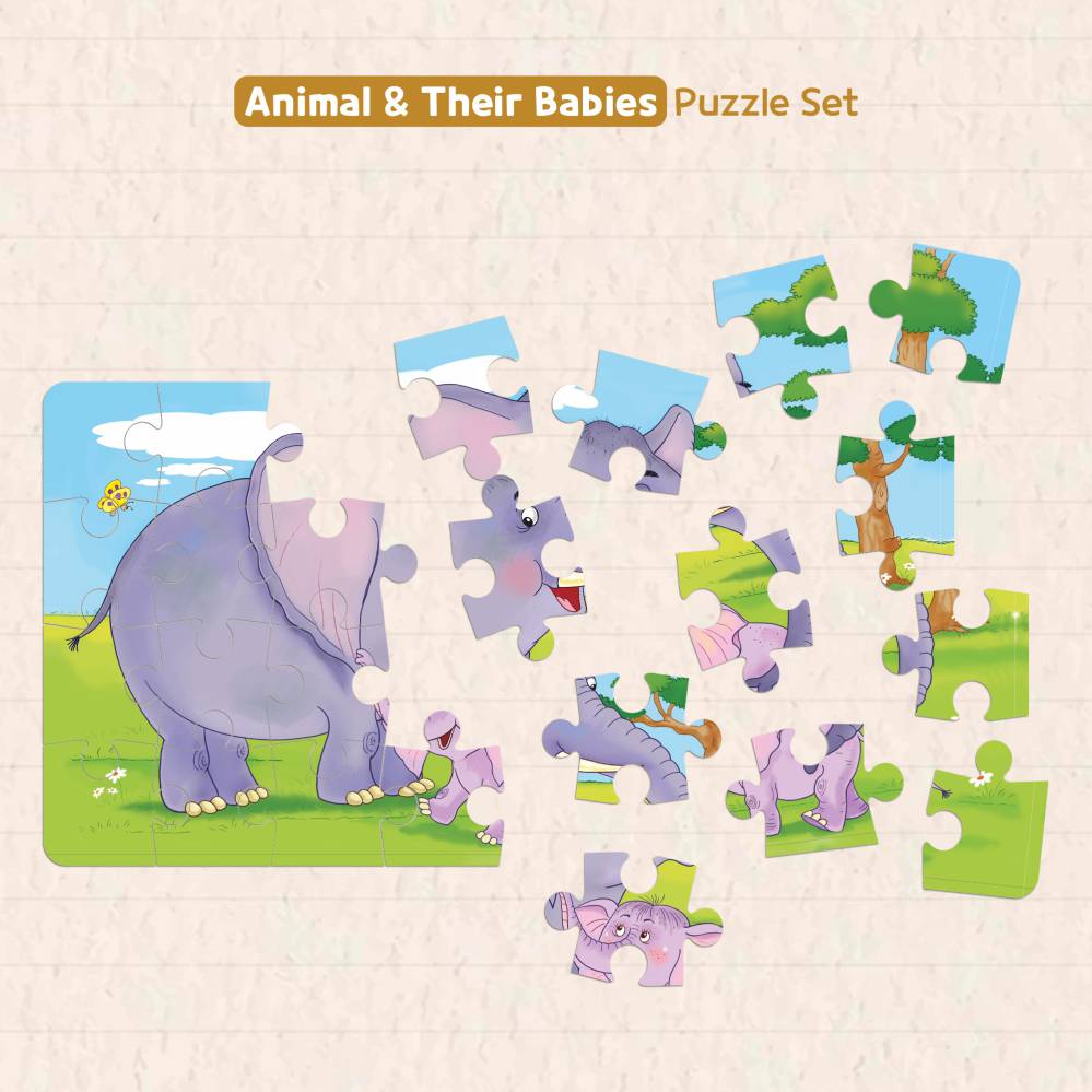 Animal & Their Babies Jigsaw Puzzle for Kids (Set of 4) 96 Puzzle Pcs