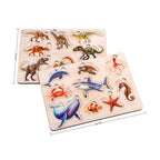Wooden Dinosaur & Sea Animal 3D Puzzle Set for Kids 3+ (Set of 2)