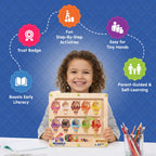 Spartan Kids 3-in-1 Ice Cream Magnetic Maze – Wooden Color Sorting & Number Counting Puzzle Board with Magnetic Wand