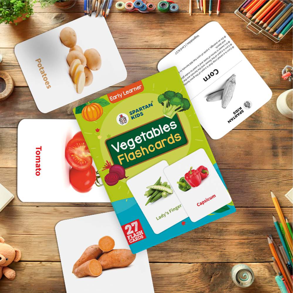 Vegetables Flashcards for Kids – 27 Veggie Picture Cards (Ages 2-5)