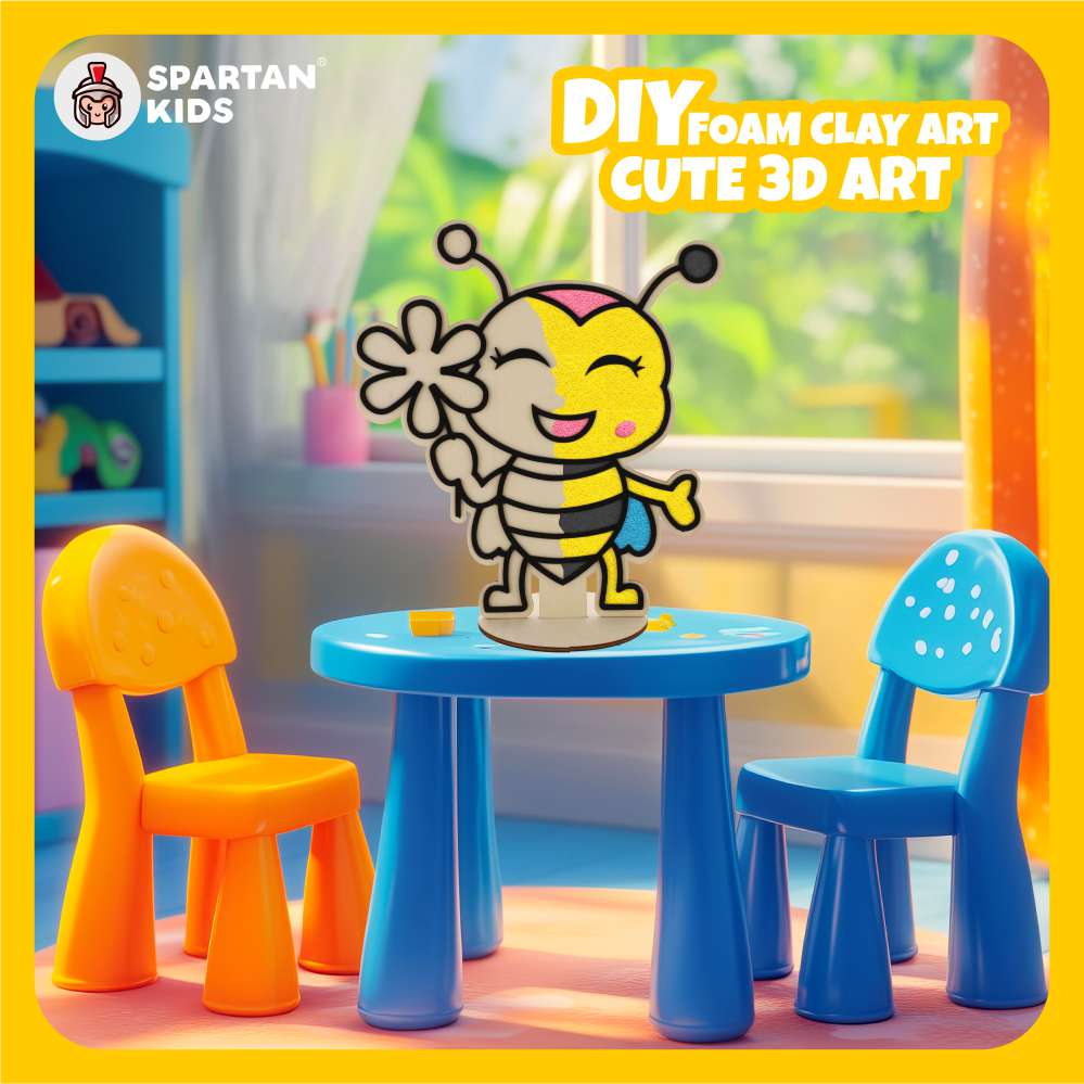 Spartan Kids® DIY Foam Clay Art Kit: Wooden Honey Bee Board