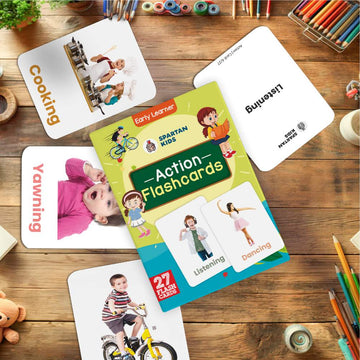 Action Flashcards for Kids – 27 Verb Picture Cards | Montessori (Ages 2-6)