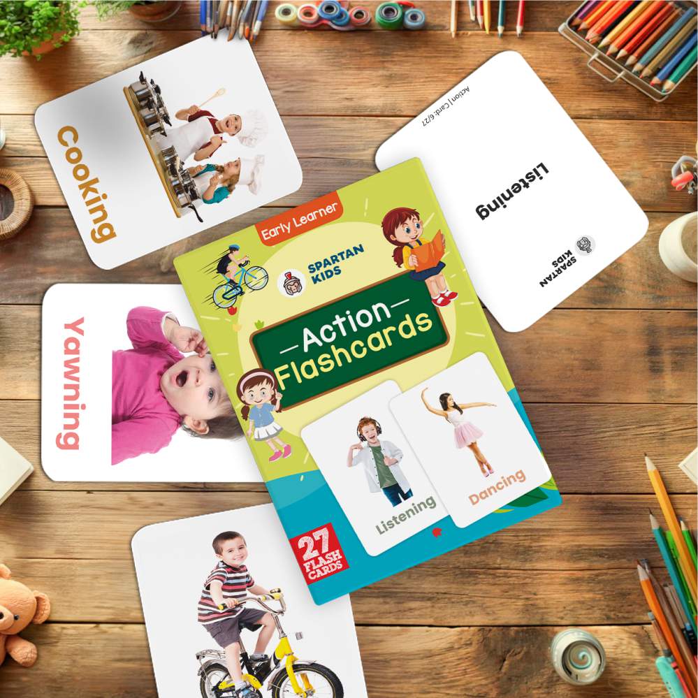 Action Flashcards for Kids – 27 Verb Picture Cards | Montessori (Ages 2-6)