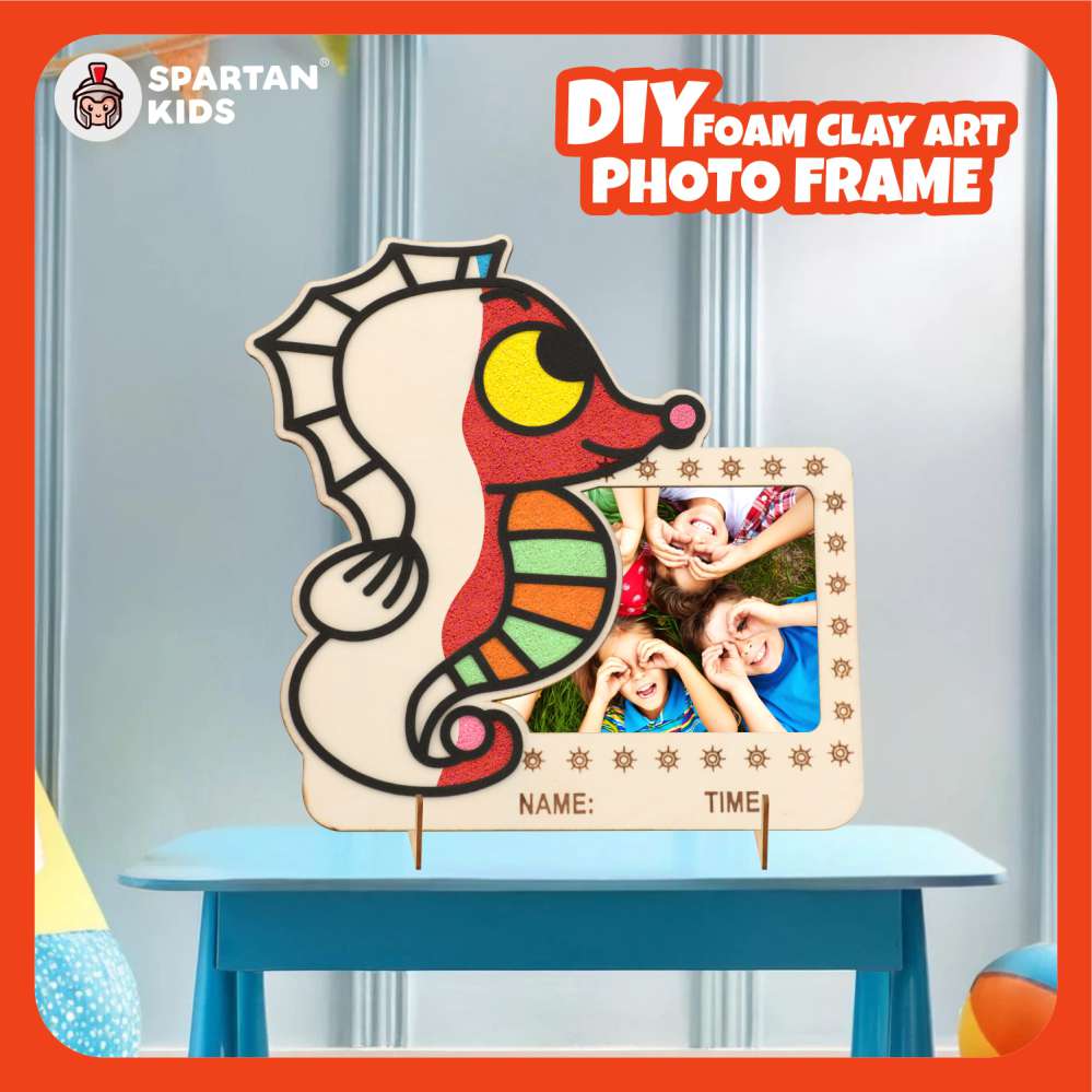 Spartan Kids® Wooden Foam Clay Art Photo Frame - Sea Horse Design