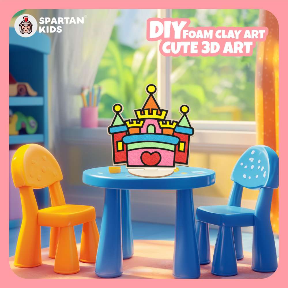 Spartan Kids® DIY Foam Clay Art Kit: Wooden Castle Board with Stand