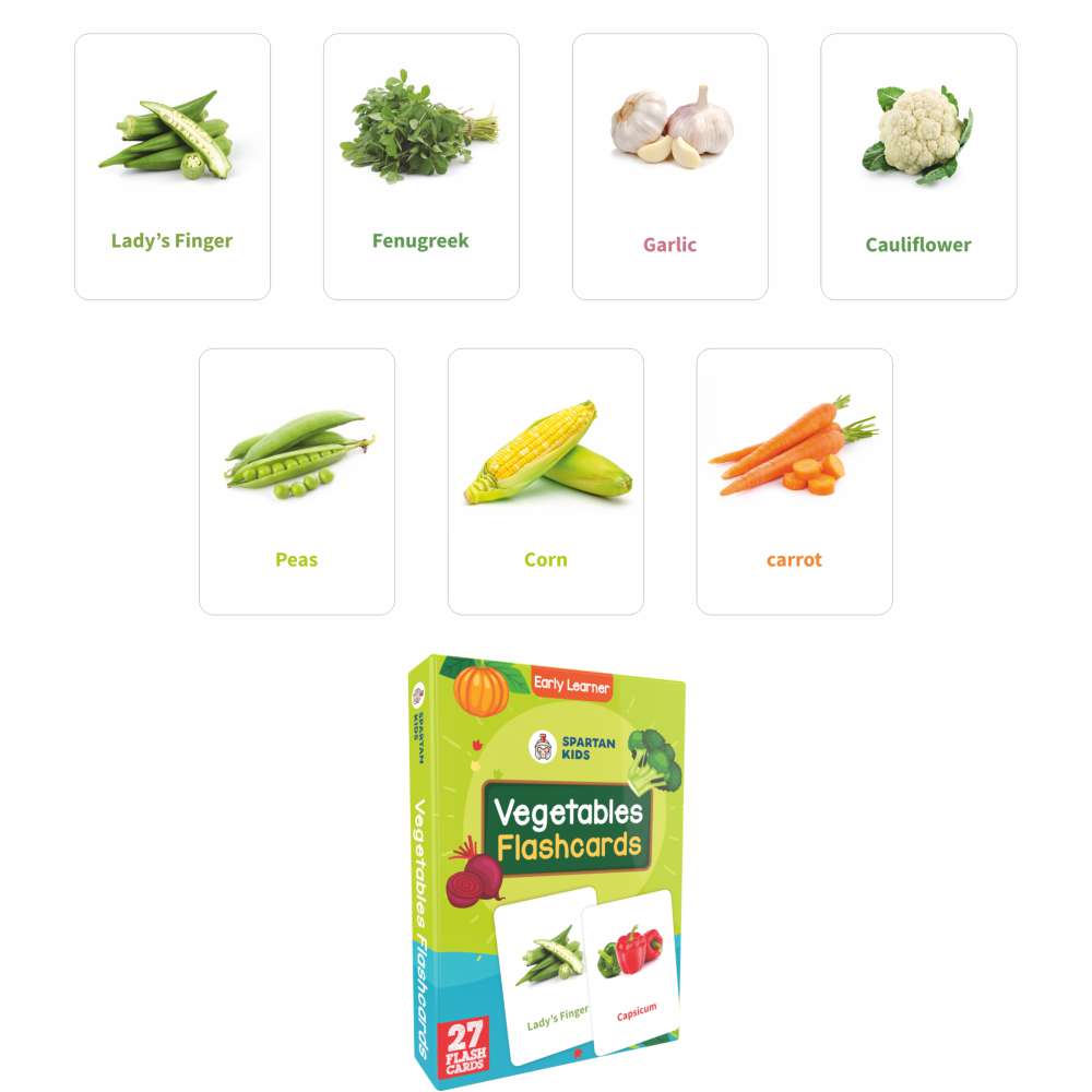 Vegetable Flash Cards | 27 Early Learning Flash Cards for Kids