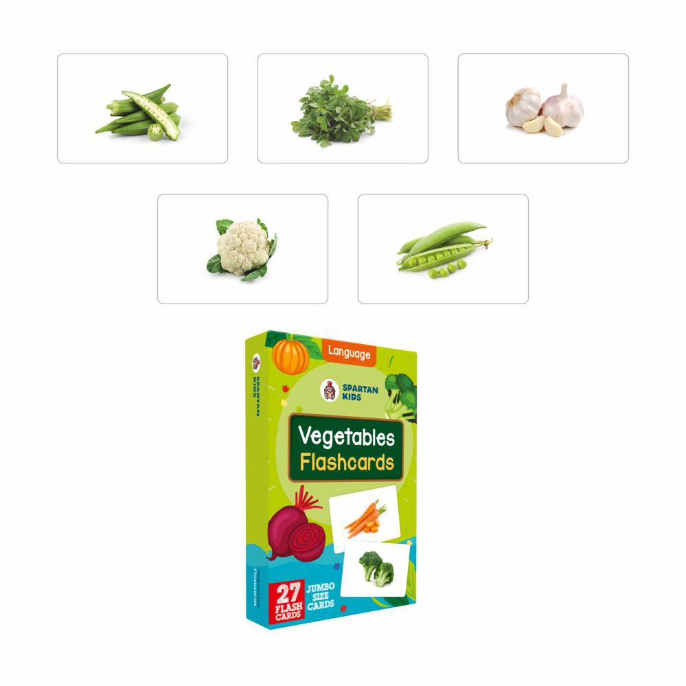 SPARTAN KIDS® Jumbo Vegetable Flash Cards | Fun Veggie Learning for Ages 1-6