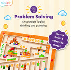 Spartan Kids Maze Runner Magnetic Maze Board Game for Kids 3+ Years | Wooden Magnetic Ball Maze Puzzle | Number Counting, Colour Sorting, Fine Motor Skills & Problem Solving Educational Toy