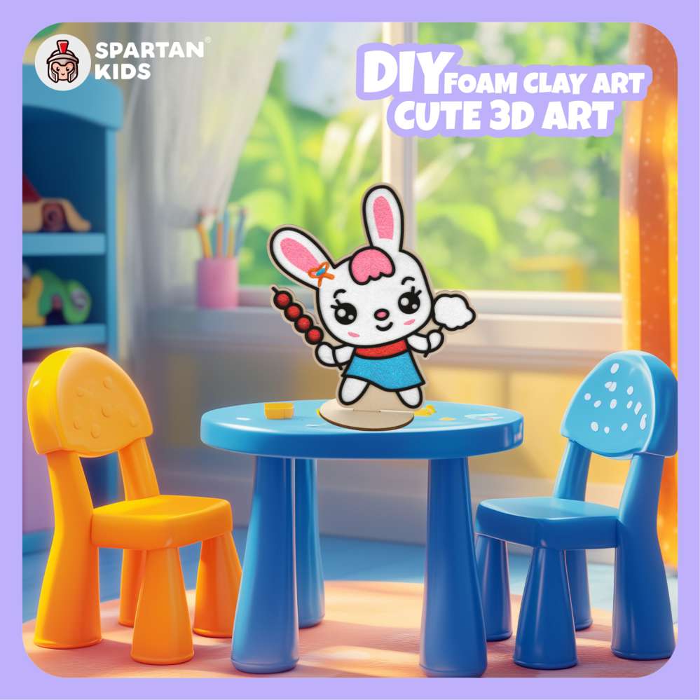 Spartan Kids® DIY Foam Clay Art Kit: Wooden Rabbit Board with Stand