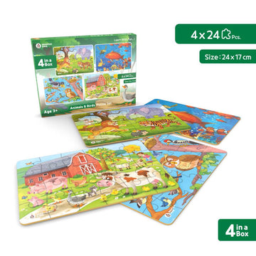 Animals & Birds Jigsaw Puzzle for Kids (4 in a Box) 96 Puzzle Pcs