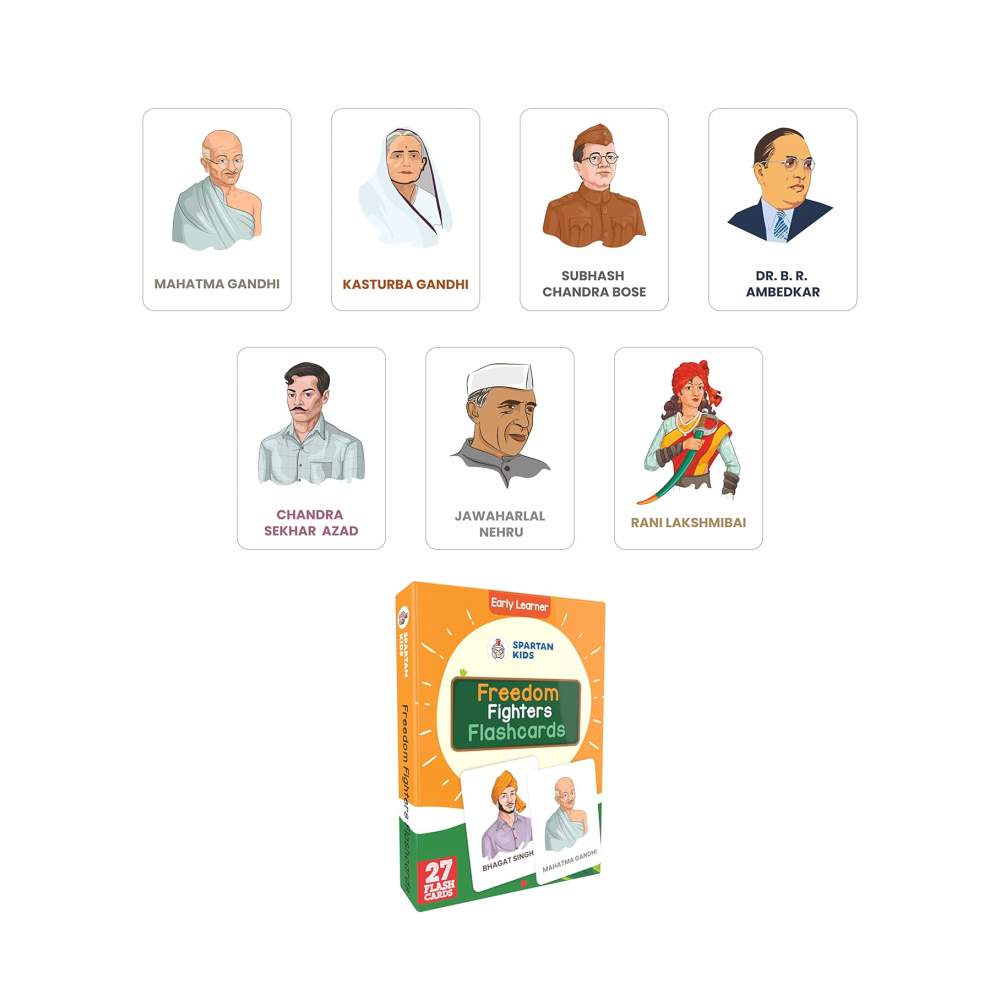 Early Learning Flash Cards with Freedom Fighters, Space, Wonder of the world, Animals & Their Babies, Inventors & Their Inventions (Set of 5)