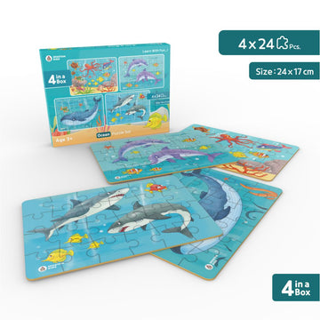 Ocean Jigsaw Puzzle for Kids (4 in a Box) 96 Puzzle Pcs