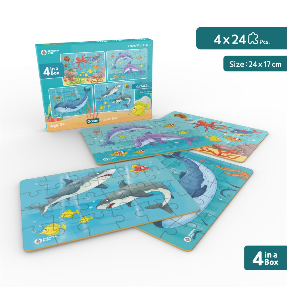 Ocean Jigsaw Puzzle for Kids (4 in a Box) 96 Puzzle Pcs