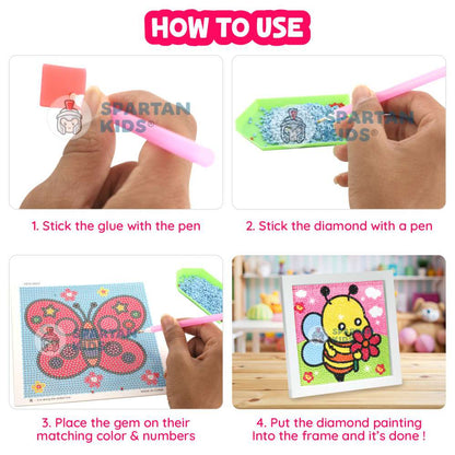 Diamond Art Set: Ladybug, Butterfly, Honey Bee Craft Kit (Set of 3)