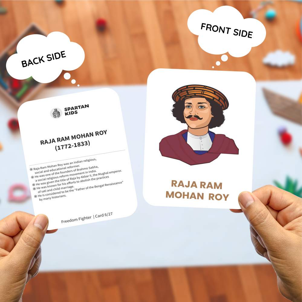 Indian Freedom Fighters Flashcards – 27 GK Cards for Kids (Ages 5-10)