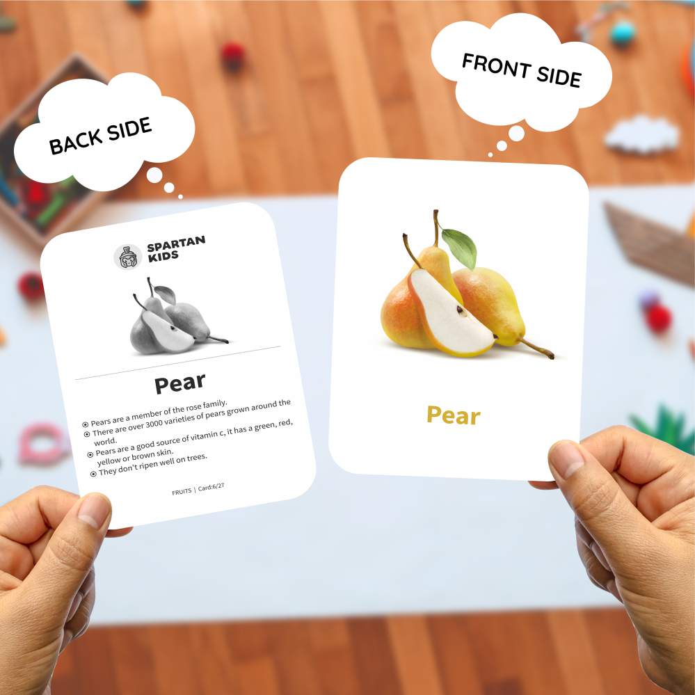 Fruits Flashcards for Kids – 27 Fruit Picture Cards | Montessori (Ages 2-5)