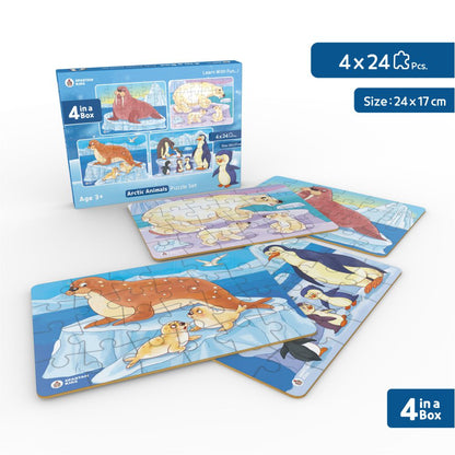 Arctic Animals Jigsaw Puzzle for Kids (Set of 4) 96 Puzzle Pcs