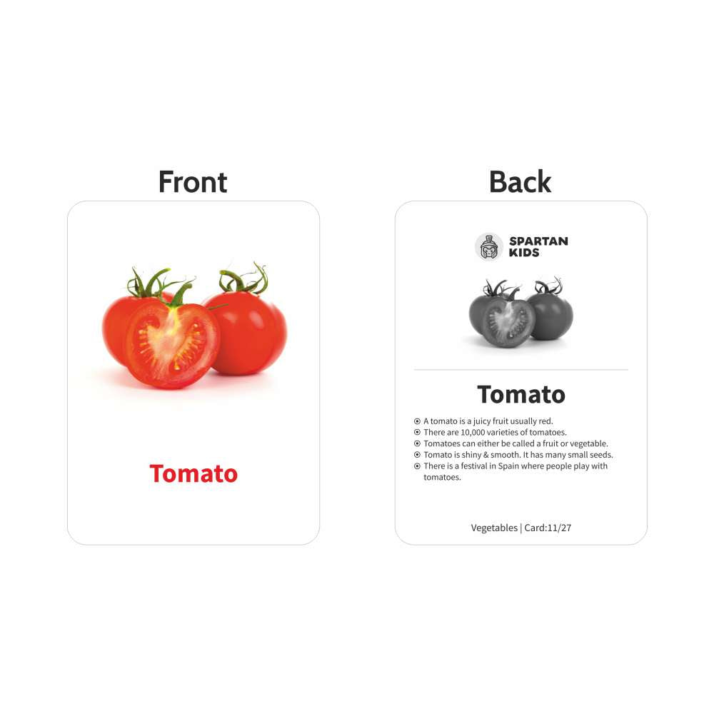 Vegetable Flash Cards | 27 Early Learning Flash Cards for Kids