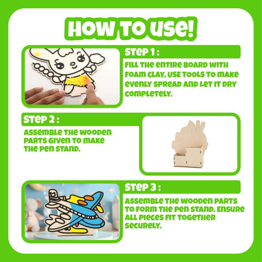Spartan Kids® Wooden Airplane Pen Stand - DIY Super Clay Art Kit