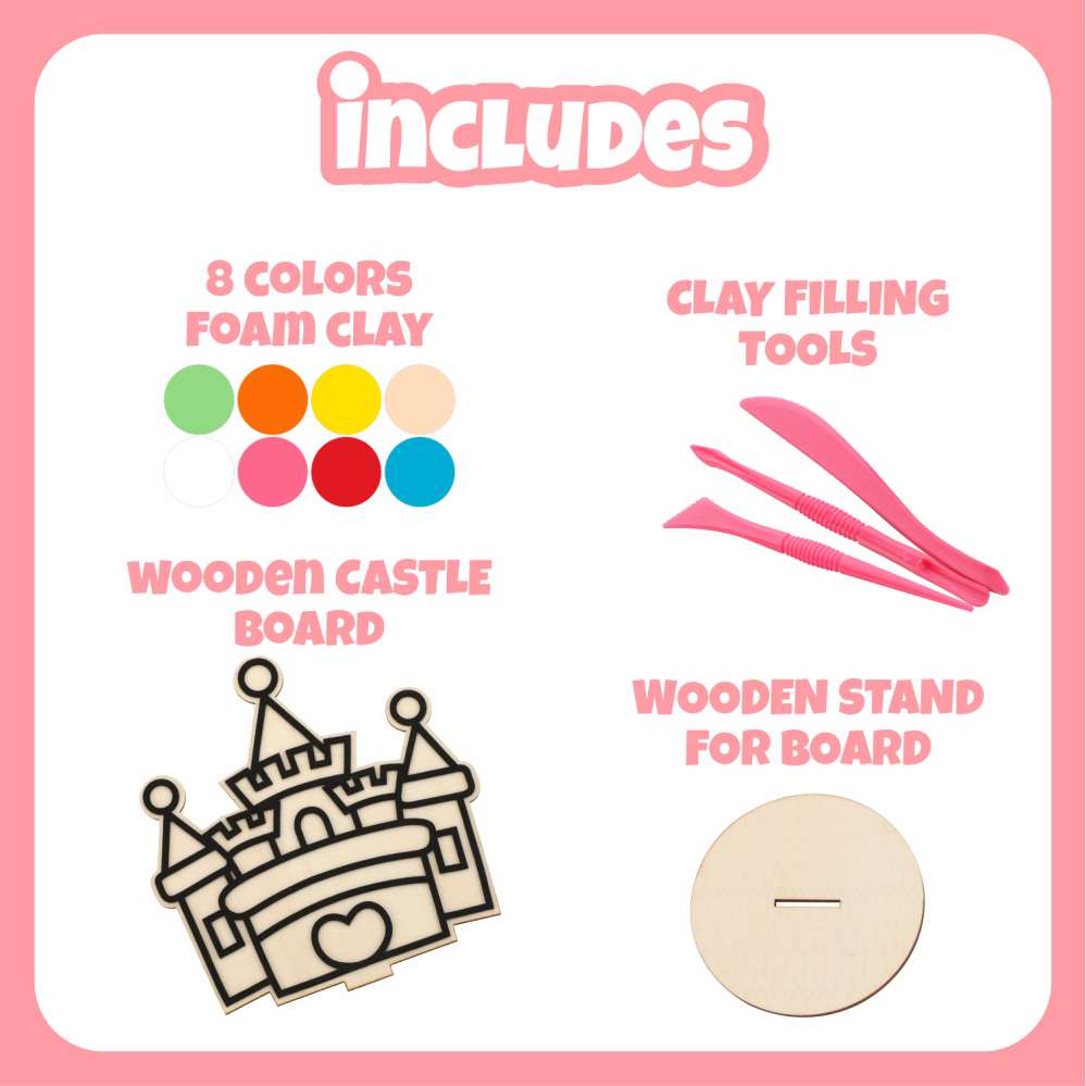 Spartan Kids® DIY Foam Clay Art Kit: Wooden Castle Board with Stand