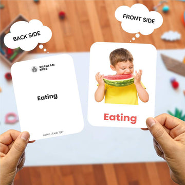 Action Flashcards for Kids – 27 Verb Picture Cards | Montessori (Ages 2-6)