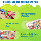 Spartan Kids 3-in-1 Train Magnetic Maze – Wooden Color Sorting & Number Counting Puzzle Board with Magnetic Wand