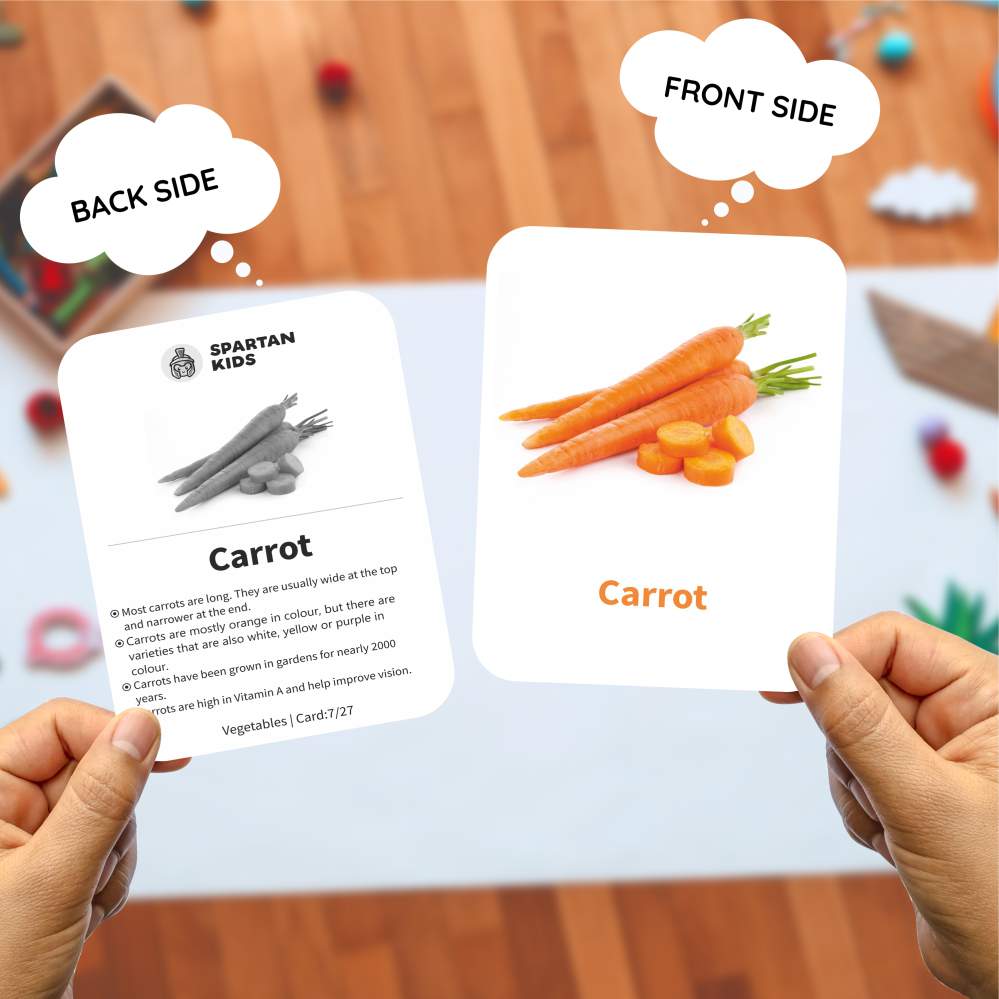 Vegetables Flashcards for Kids – 27 Veggie Picture Cards (Ages 2-5)