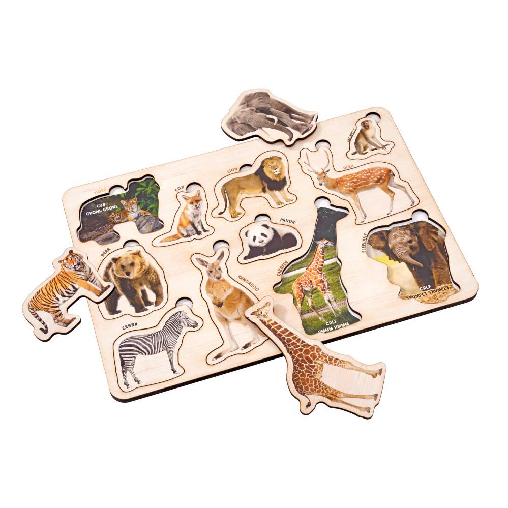 Wooden Farm & Wild Animals 3D Puzzle Set for Kids 3+ (Set of 2)