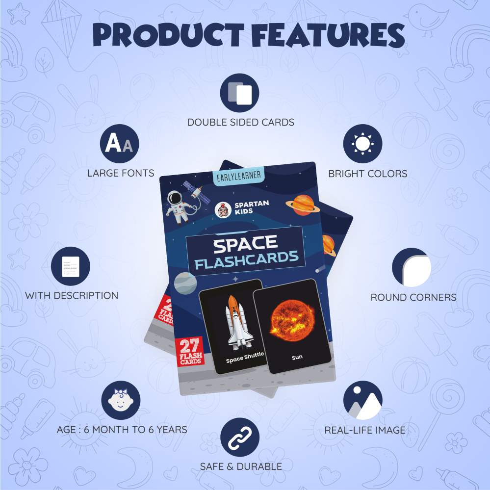 Space Flashcards for Kids – 27 Planets, Stars & Solar System (Ages 4-8)