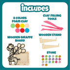 Wooden Foam Clay Art Photo Frame Set: Rabbit, Sea Horse, Giraffe (Set of 3)