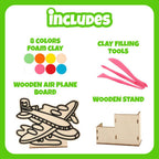 Spartan Kids® Wooden Airplane Pen Stand - DIY Super Clay Art Kit