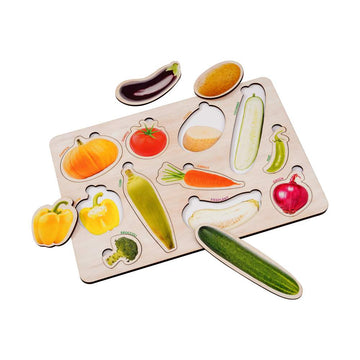 Wooden Fruit & Vegetable 3D Puzzle Set for Kids 3+ (Set of 2)