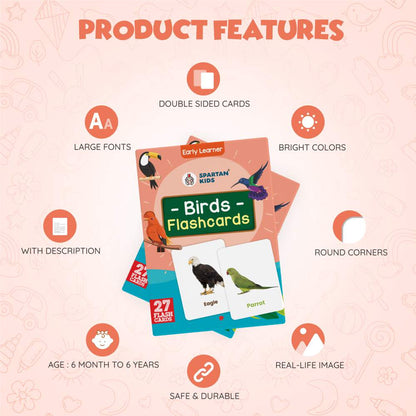 Birds Flash Cards | 27 Early Learning Flash Cards for Kids