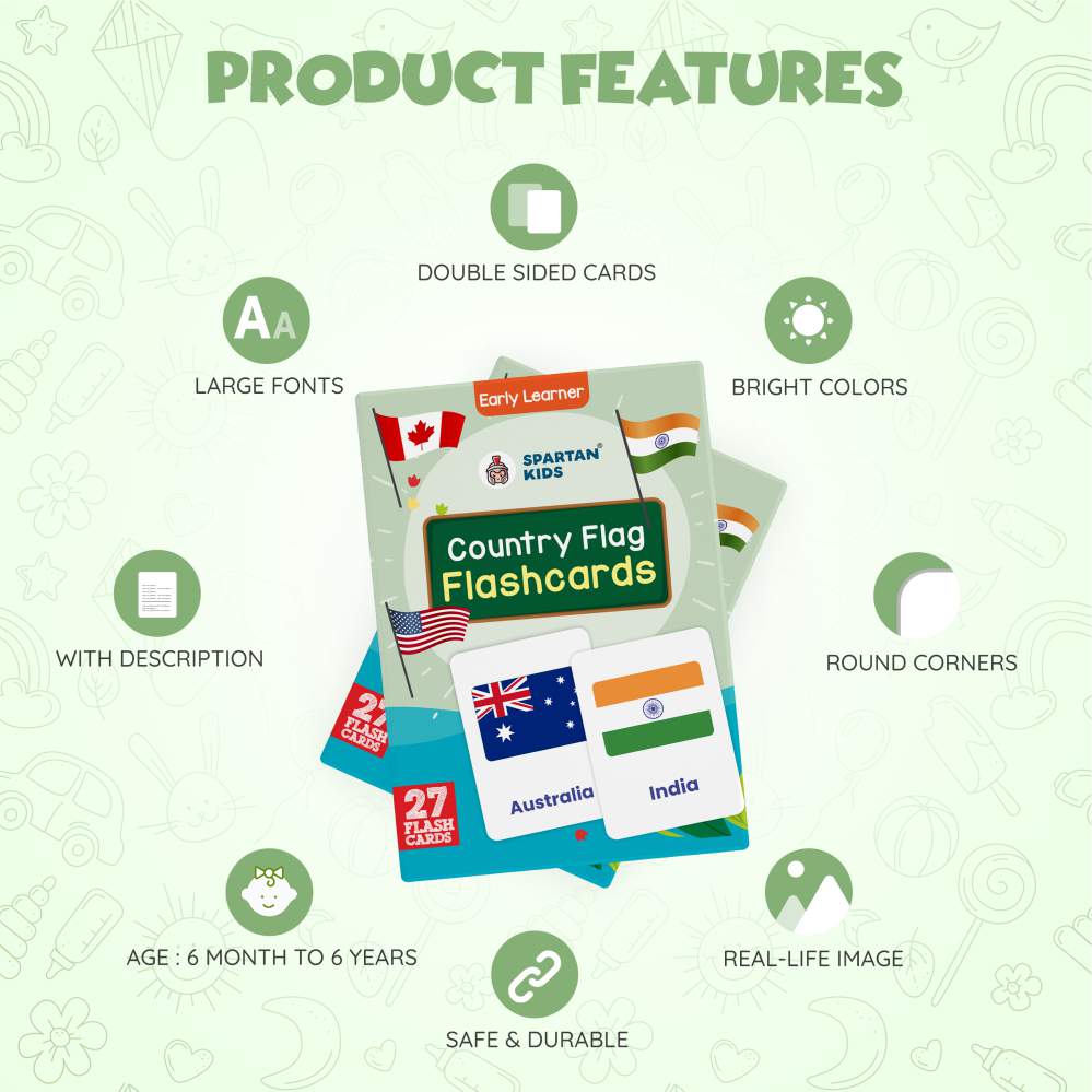 Country Flag Flashcards for Kids – 27 World Flags | GK (Ages 4-8)