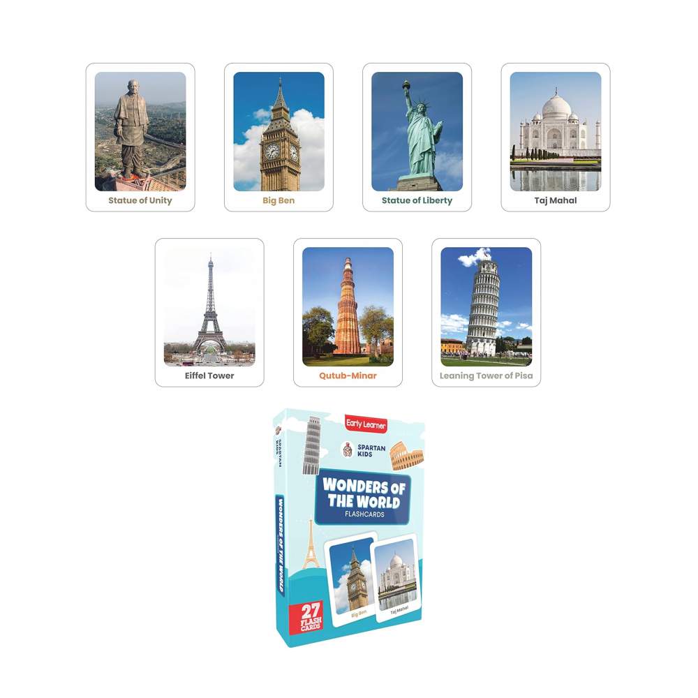 Early Learning Flash Cards with Freedom Fighters, Space, Wonder of the world, Animals & Their Babies, Inventors & Their Inventions (Set of 5)