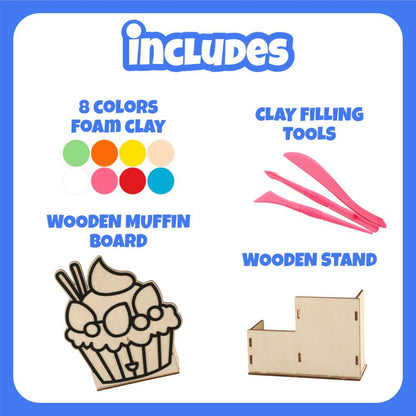 Spartan Kids® Wooden Muffin Pen Stand - DIY Super Clay Art Kit