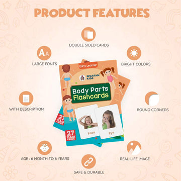 Body Parts Flashcards for Kids – 27 Human Body Picture Cards (Ages 2-5)