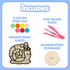 Spartan Kids® DIY Foam Clay Art Kit: Wooden Snail Board with Stand