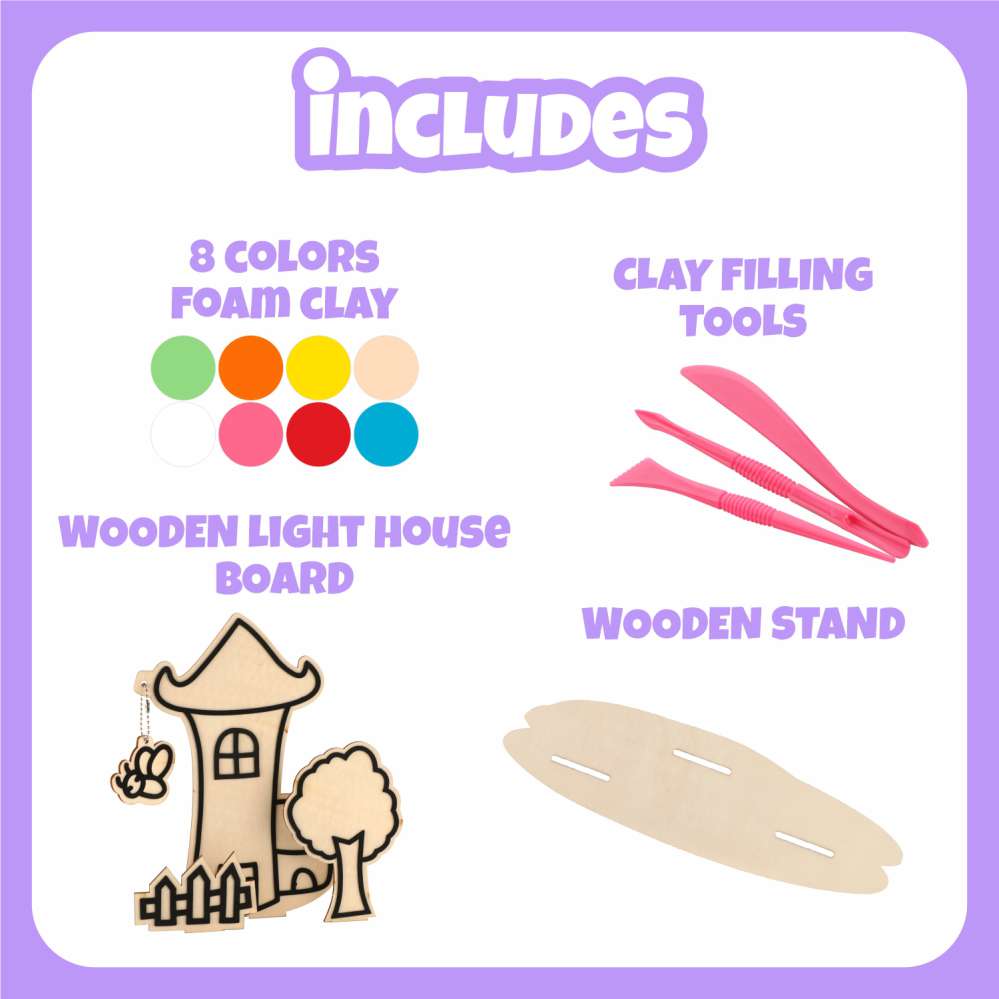 Creative Clay Combo: 3D Art Craft Set | Lighthouse, Rabbit, Cup (Set of 3)