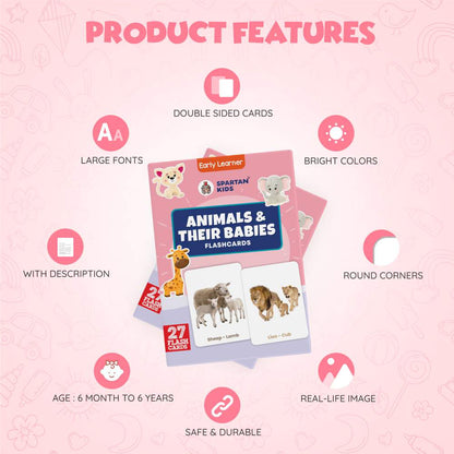 Animal & Their Babies Flash Cards | 27 Early Learning Flash Cards for Kids
