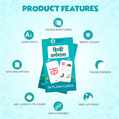 Hindi Varnamala Flash Cards for Kids, Vibrant & Durable Learning