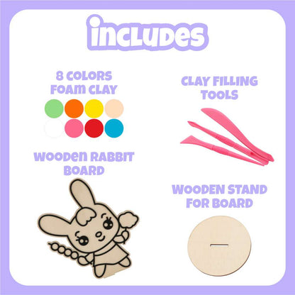 Spartan Kids® DIY Foam Clay Art Kit: Wooden Rabbit Board with Stand