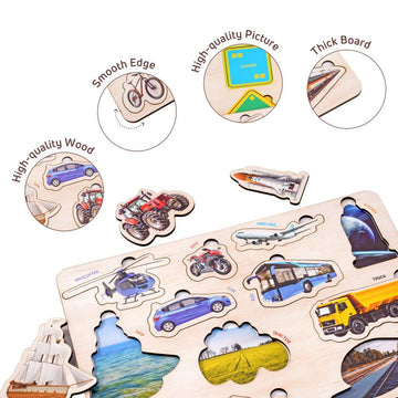 Wooden Shapes & Vehicles 3D Puzzle Set for Kids 2+ (Set of 2)
