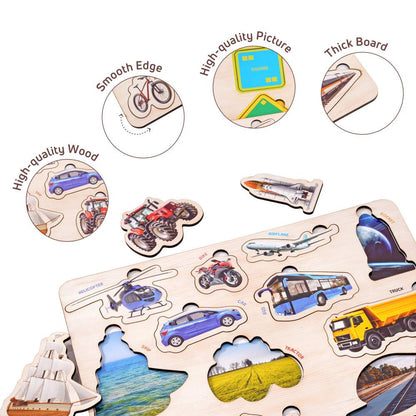 Wooden Shapes & Vehicles 3D Puzzle Set for Kids 2+ (Set of 2)