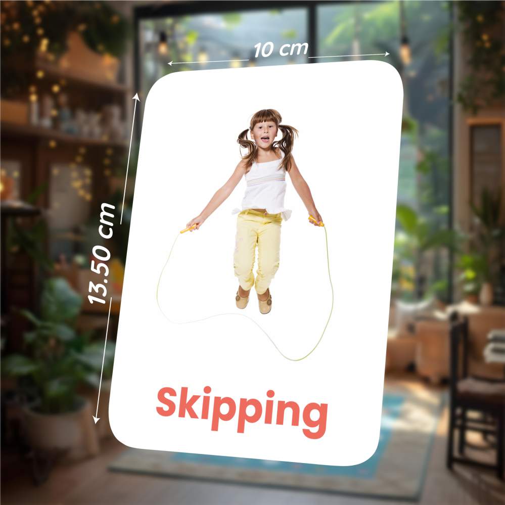 Action Flashcards for Kids – 27 Verb Picture Cards | Montessori (Ages 2-6)