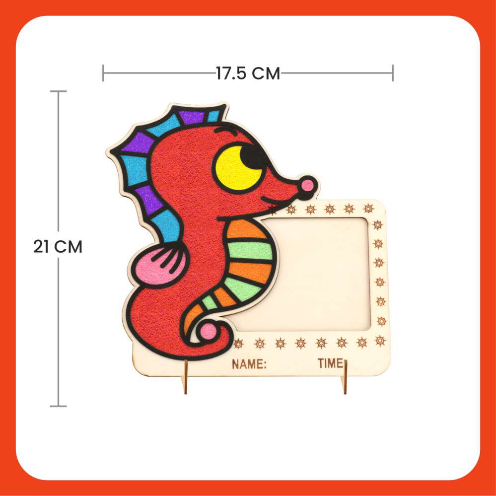 Wooden Foam Clay Art Photo Frame Set: Rabbit, Sea Horse, Giraffe (Set of 3)