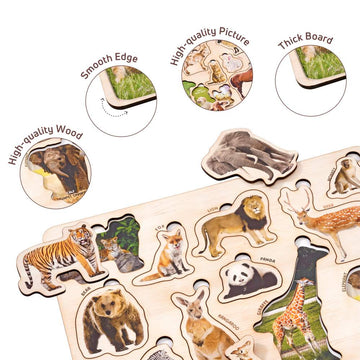 Wooden Farm & Wild Animals 3D Puzzle Set for Kids 3+ (Set of 2)