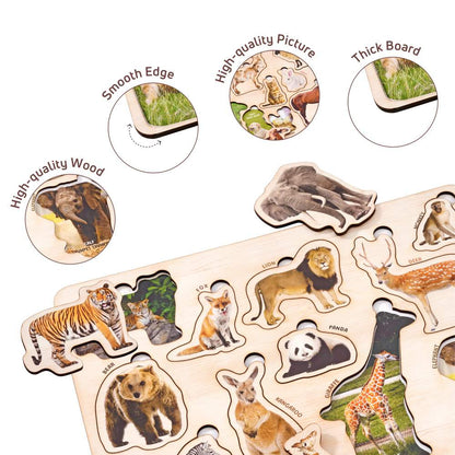 Wooden Farm & Wild Animals 3D Puzzle Set for Kids 3+ (Set of 2)