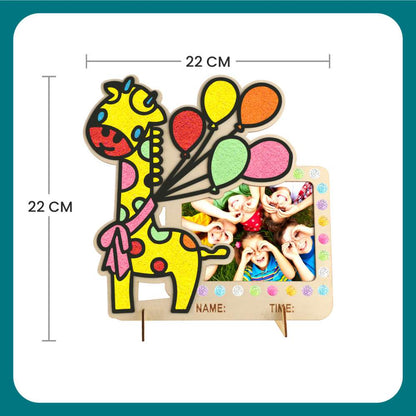 Wooden Foam Clay Art Photo Frame Set: Rabbit, Sea Horse, Giraffe (Set of 3)