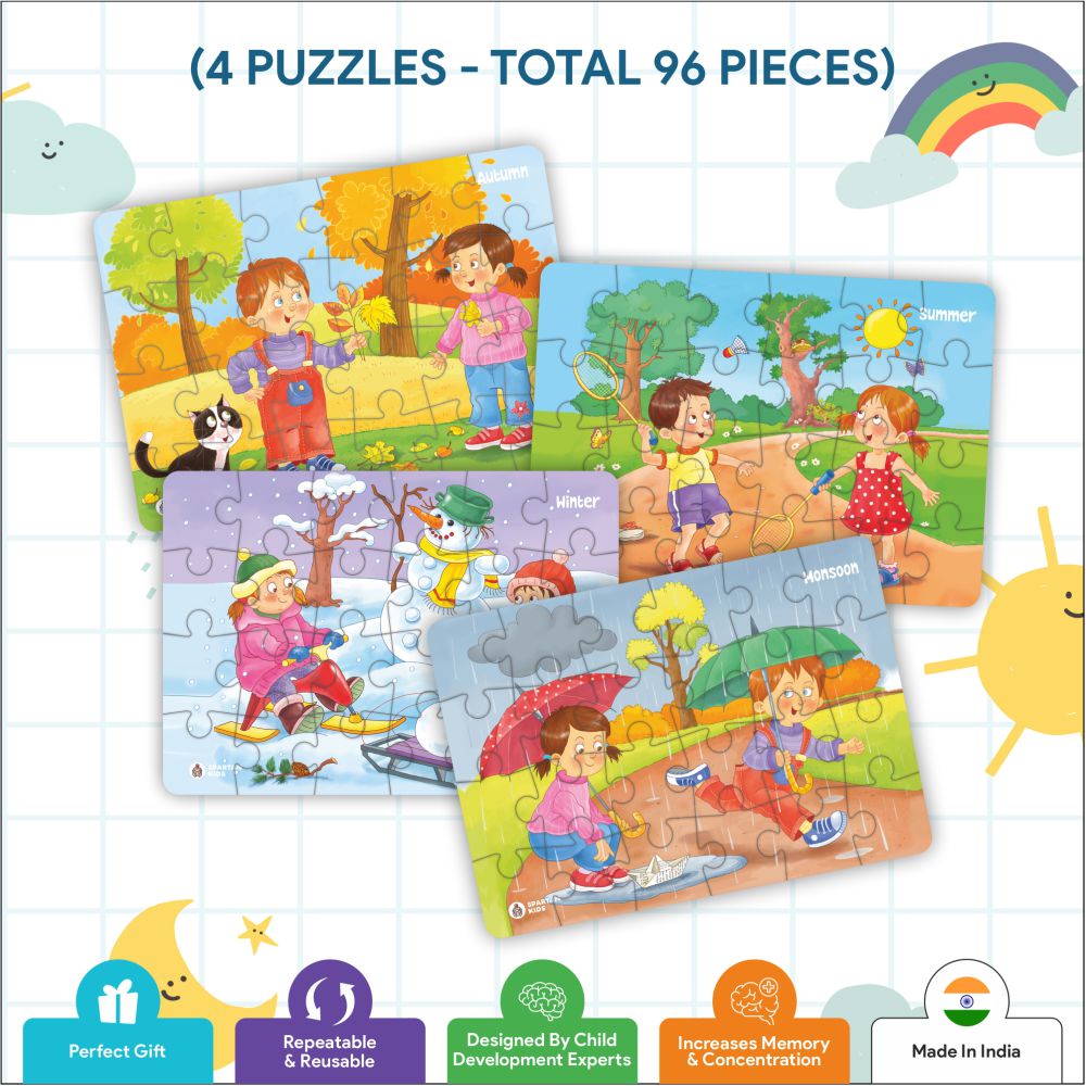 Seasons Jigsaw Puzzle for Kids (4 in a Box) 96 Puzzle Pcs